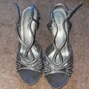 papell studio silver rhinestone heel
